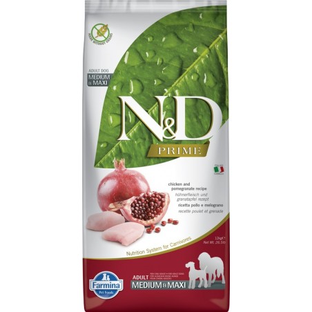 Farmina N&D Razas Medianas - Grandes Adultos Pollo, Granada, Aloe Vera, Psyllium, Cúrcuma y Té Verde