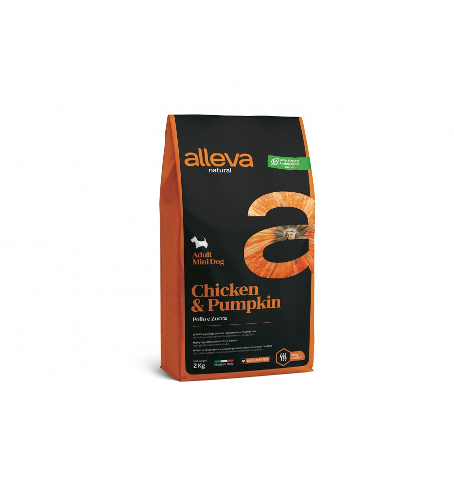 Adulto Pollo y Calabaza Mini. Alimento completo perros adultos talla pequeña y extra pequeña