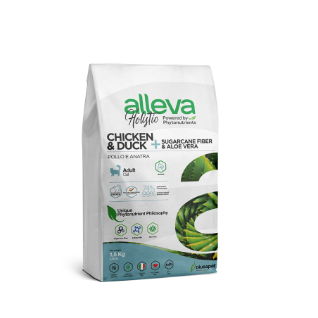 Alleva Holistic Hairball Frango & Pato + Aloé Vera & Cana-de-Açúcar