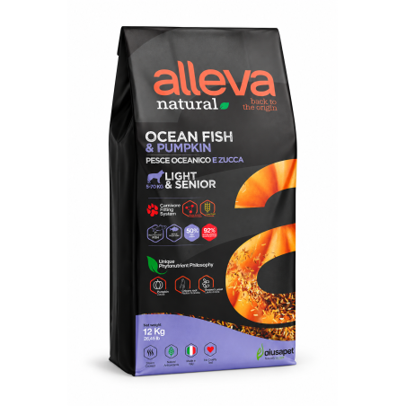 Alleva Natural Ocean Fish & Pumpkin Light & Senior Medium/Maxi – 12 kg
